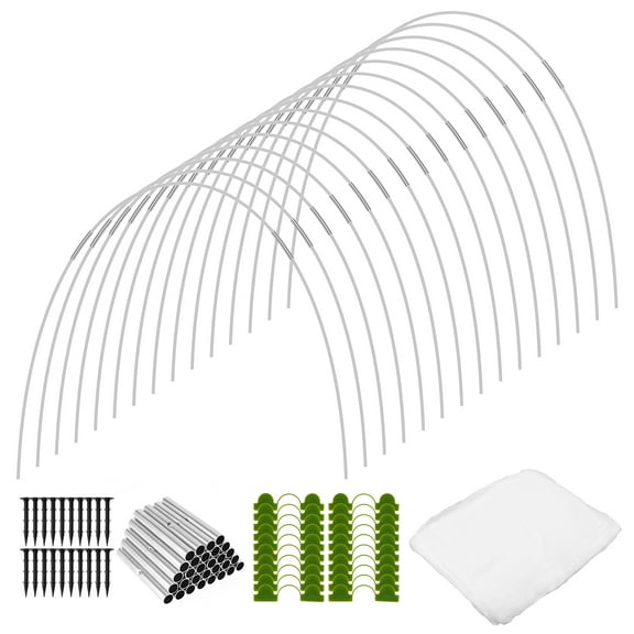 Gpoty 30/15Pcs Garden Hoops Bracket Kit,Greenhouse Hoop Garden Netting Kit with Clips for DIY 20-33ft Grow Tunnel, Garden Hoops for Raised Beds, Fiberglass Support Hoops Frame,Gardening Supplies