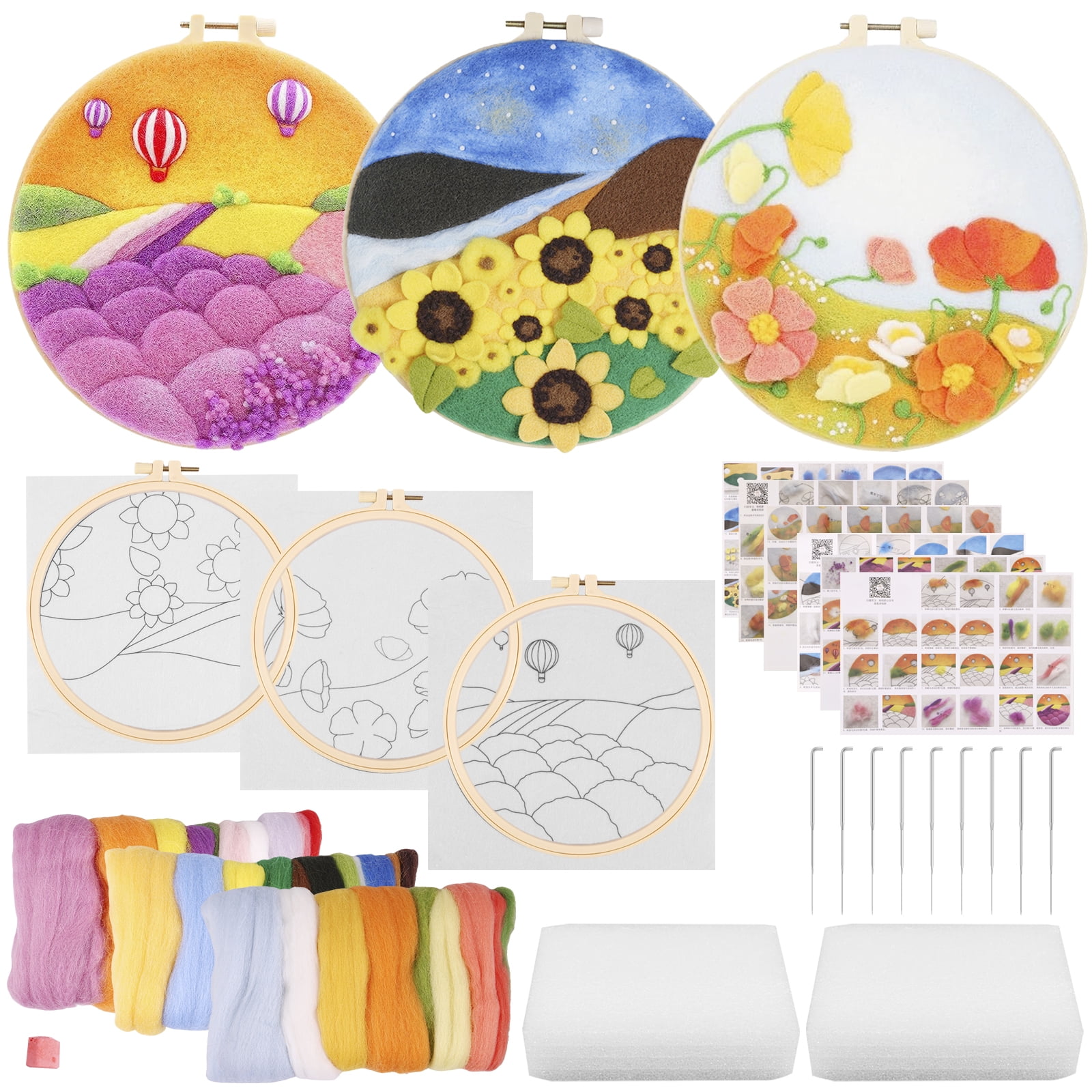 Gpoty 3Pcs Needle Felting Kit for Beginners,Needle Felt Starter