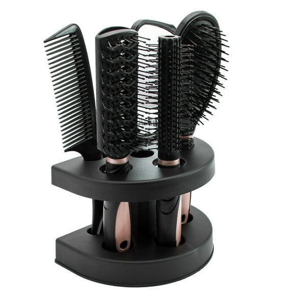 Gpoty 5 PCS Hair Brushes Comb Set Ladies Women Hair Care Massage with Mirror and Holder Cosmetics Hair Styling Tools Sets Adults & Kids