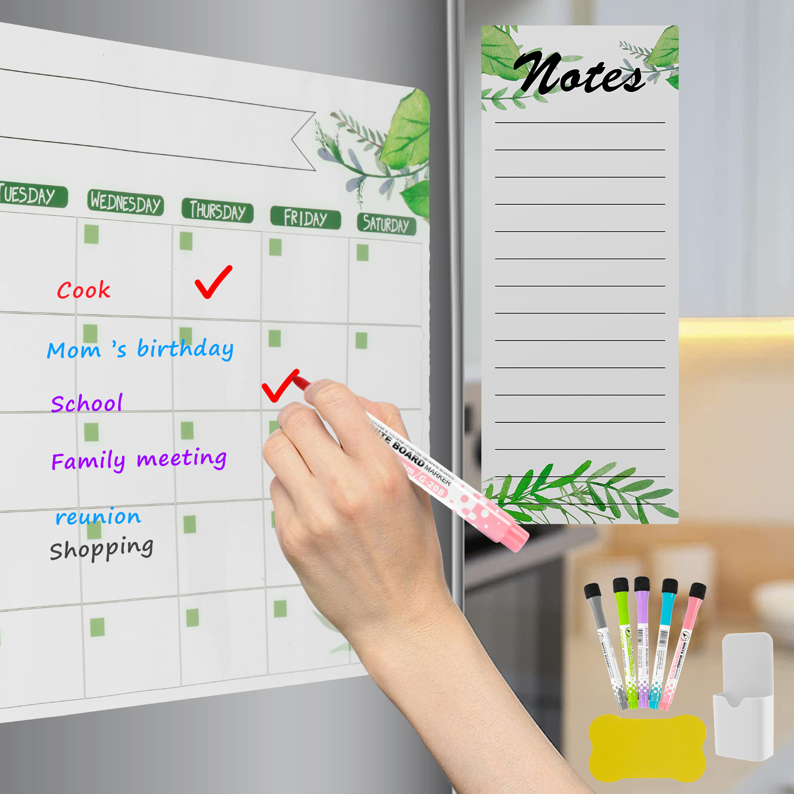 Gpoty 9 Pcs Fridge Calendar Dry Erase Calendar Whiteboard