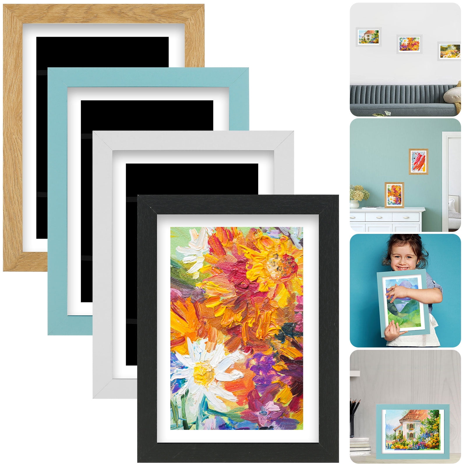 Gpoty A4 Kids Art Frame Front,Kids Artwork Frames Changeable for