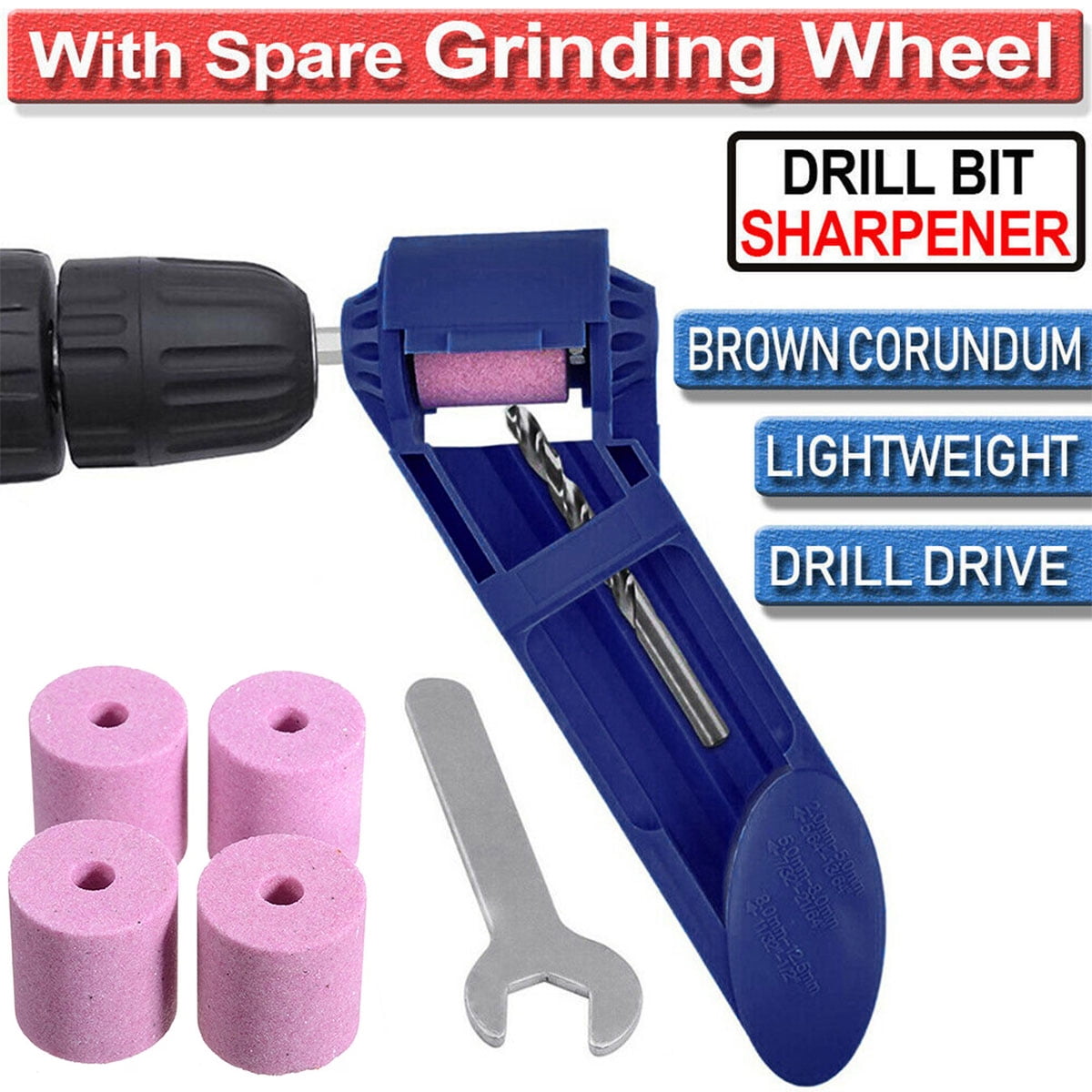 Gpoty Drill Bit Sharpener Grinder Drill Grinding Tool with 5 Corundum ...