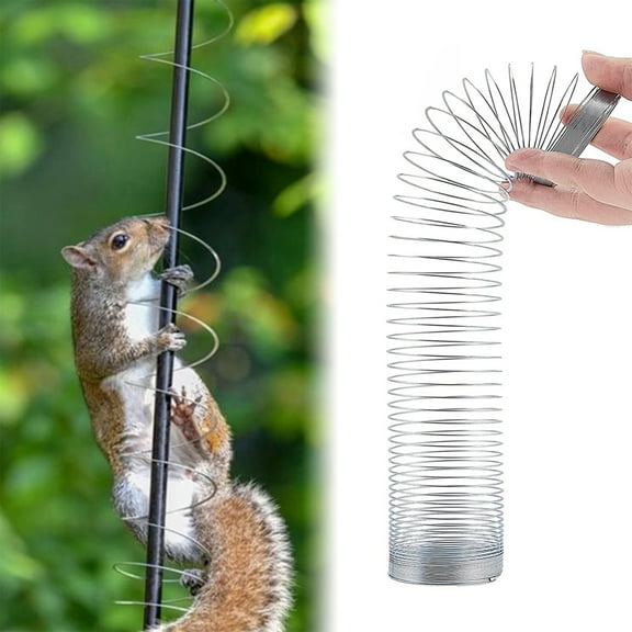 Gpoty Elastic Squirrel Baffle Squirrel Proof Spring,Proof Baffles Durable Metal Bird Feeder Guard,Spring Coil Style,Black
