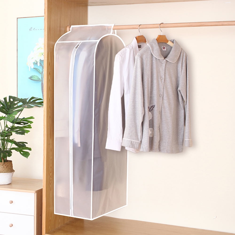 Belinlen 3 Pack 60 Long Garment Bags for Hanging Clothes Storage, Clear  Moth Proof Suits Covers with 4 Gussets for Closet Storage Travel, Plastic
