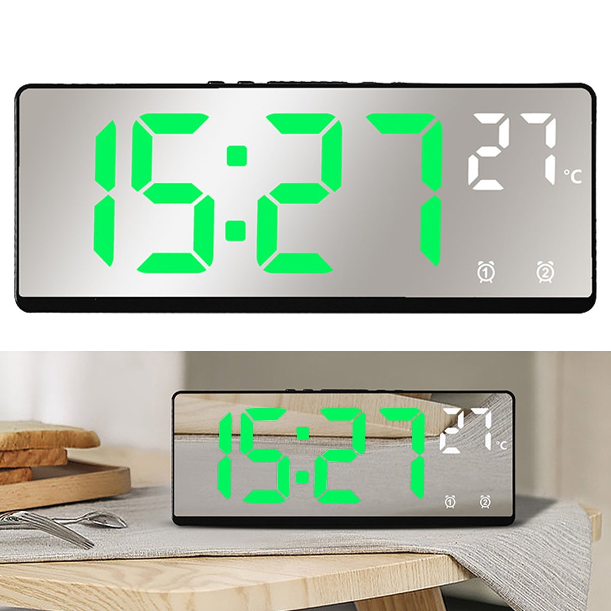 Gpoty Large Alarm Clock 6.8" LED Digital display Dual Alarm with