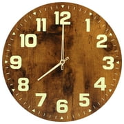 Gpoty Luminous Wall Clocks,12 inch Wooden Glow in The Dark Clock Wall Clocks,Silent Non-Ticking Battery Operated Clock,Energy-Absorbing Luminous Numerals and Hands,Lighted Wall Clock Decoration