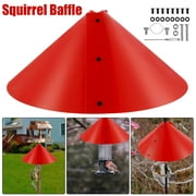 Ghopy New Upgrade Squirrel Baffle for Bird Feeder Pole,Wrap Around Squirrel Baffle,Proof Baffles Durable Premium Plastic Bird Feeder Guard with Hook,Red(16 Inch,Nonmetal)