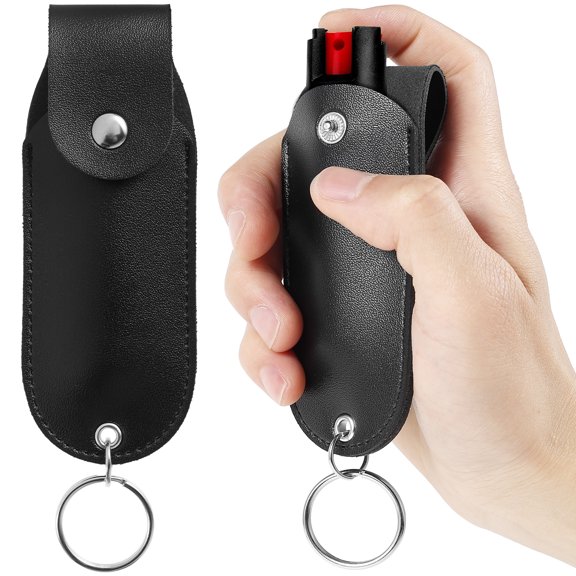 Gpoty Self Defense Pepper Spray Pouch,Portable Pepper Spray Compact Size Women Leather Pouch Keychain Maximum Strength Grade Formula Best Self Defense Tool Pouch