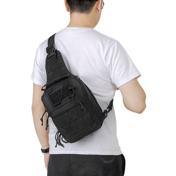 Gpoty Tactical Shoulder Backpack Crossbody Bag Chest Sling Bag Waterproof Shoulder Chest Bag Military Sport Bag Crossbody Daypack For Men Outdoor Running Travelling Camping Cycling Daily Life(Black)