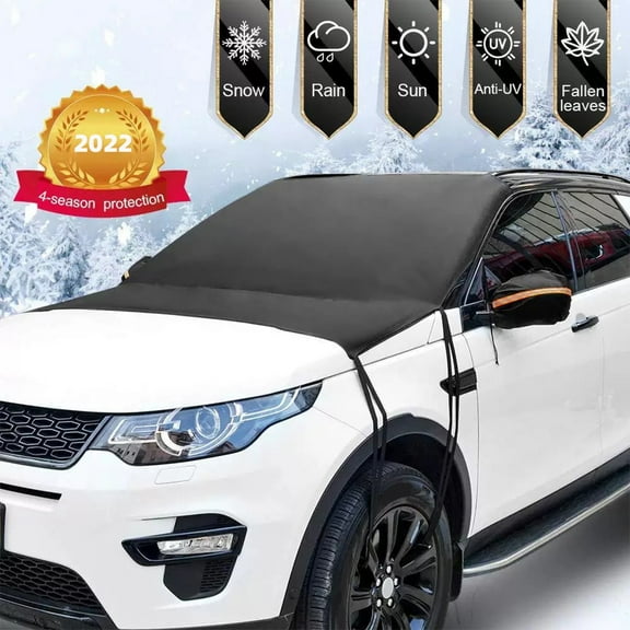 Gpoty Windshield Cover Double-Sided Shade for Snow & Sun Waterproof Windshield Snow Cover with Side Mirror Covers Anti-Theft Windshield Sun Shade