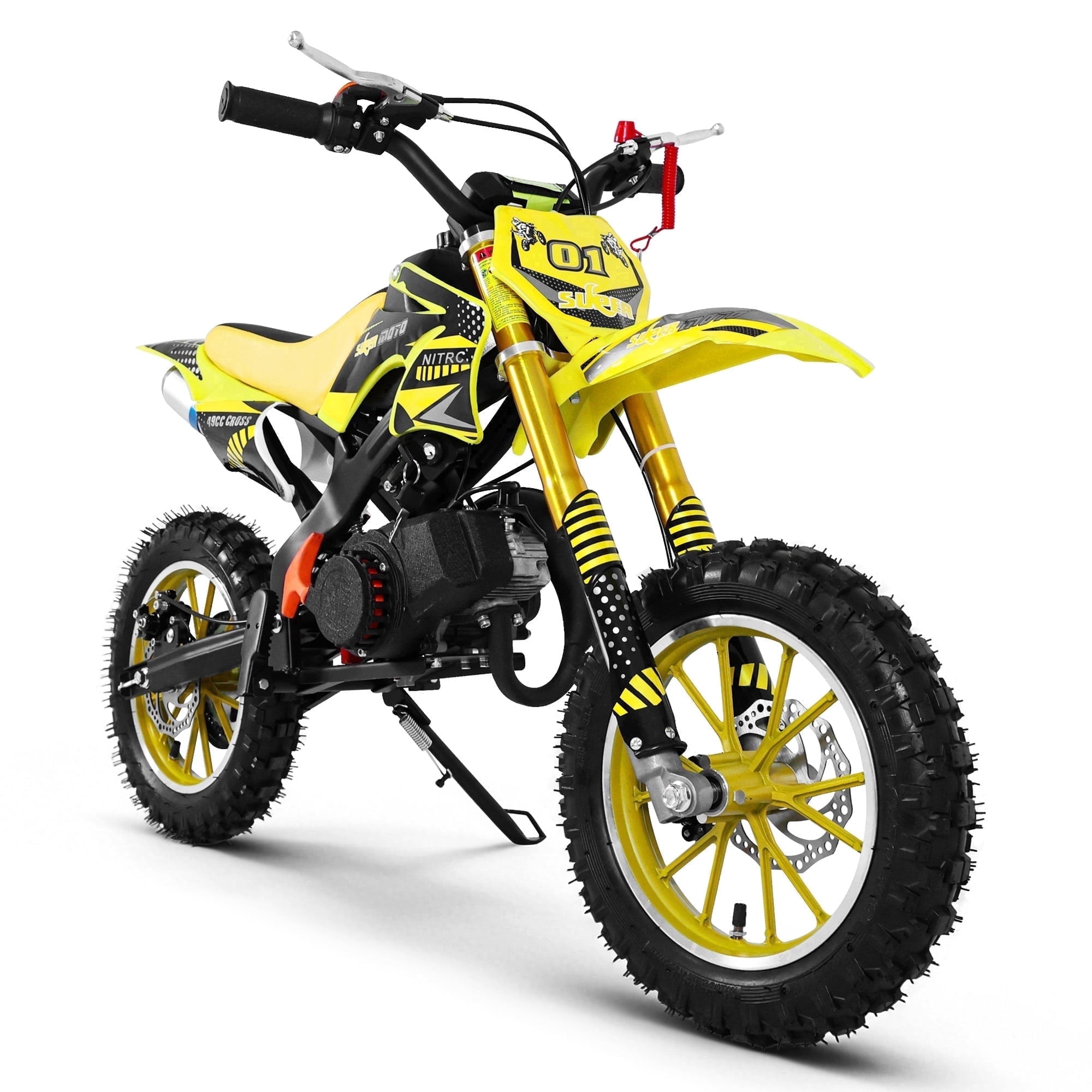 Gpower 49cc Dirt Bike for Kids 6-15,2-Stroke Gas Powered Mini Dirt Bike,1.5L Fuel Capacity,1-Seater,Yellow