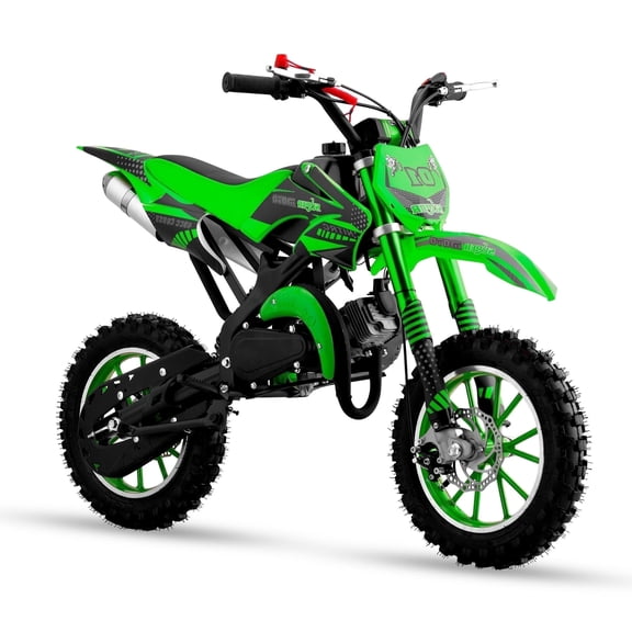 Gpower Gasoline 49cc Dirt Bike for Kids 6-15,2-Stroke Gas Power Mini Dirt Bike,1-Seater,Green