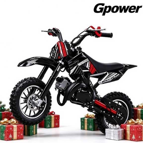 Gpower 49cc Dirt Bike for Kids 6–15, 2-Stroke Gas-Powered Mini Bike, 1-Seater, Black
