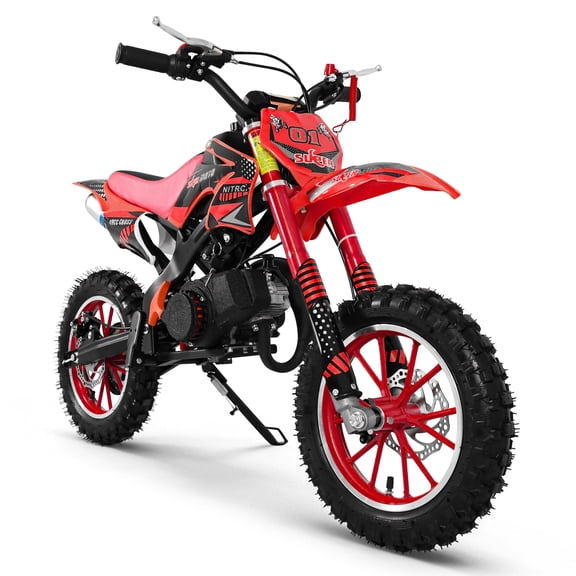 Gpower Gasoline 49cc Dirt Bike for Kids 6-15,2-Stroke Gas Power Mini Dirt Bike,Red