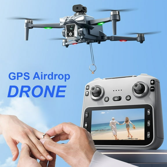 Gps Drone With Remote Uninstallation Function, 4.5-Inch Screen Remote Control, Brushless Motor, Cool Lights, 5G Transmission For Kids And Adults, 9.83X7.9X3.54In 2Lb