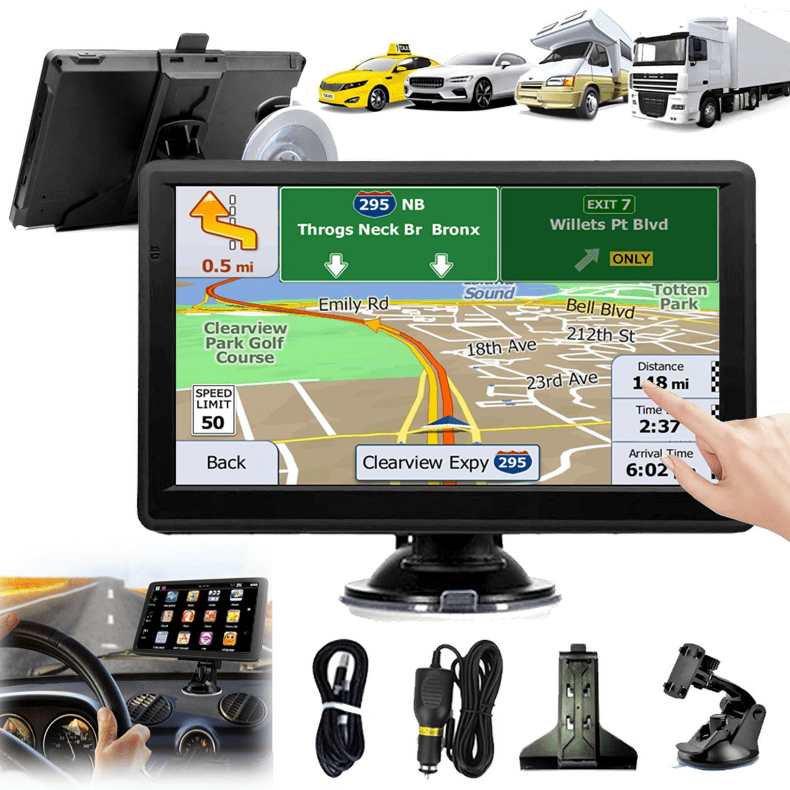 Docreld Gps Navigator For Car,Gps For Car,Vehicle Gps Units & Equipment,Car In-Dash Navigation Gps Units,Gps Navigator For Car Truck Rv,Turn-By-Turn Voice And Lane Guidance, Speed And Red Light