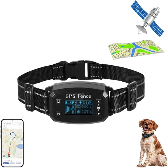 Gps Wireless Dog Fence, Electric Fence for Dogs, Dog Bark Deterrent Devices, Waterproof & Rechargeable, Covers up to 6600 Ft, 3 Modes for Automatic Wake-Up,Long Battery Life (Black)