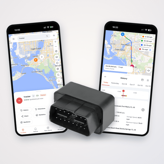 Gpsnvision Real-Time OBD GPS Tracker for Vehicles – 4G LTE Car Tracking Device with Driving Alerts - Subscription Required