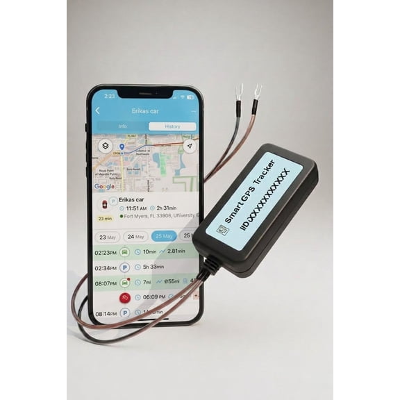 Real-Time 4G GPS Tracker for Vehicles  Hardwired Car Tracking Device with App  2-Wire Install - Subscription Required