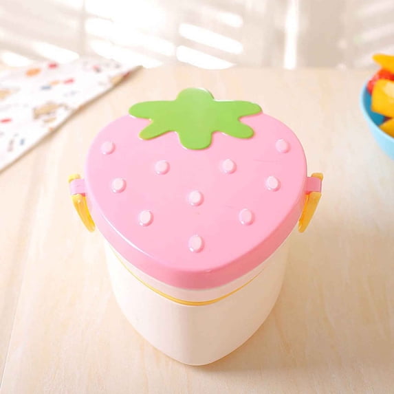 Gqqkzmb Bento Lunch Box, Cute Strawberry Shape Lunch Box with Fork Spoon 2 Layer Food Grade Large Capacity Food Fruit Storage Bento Box Meal Prep Containers