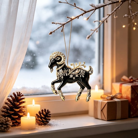 Gqqkzmb Goats Christmas Ornaments, Rhinestone Goats Ornaments for Christmas Tree, Goats Gifts for Goats Lovers, Christmas Tree Decorations