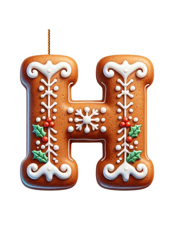 Letter Ornaments for Christmas Tree Decorations - Personalized Hanging Pendant Xmas Alphabet for Christmas Initial Ornaments, DIY Craft Ornaments, Original Gifts for Family Friends (H)