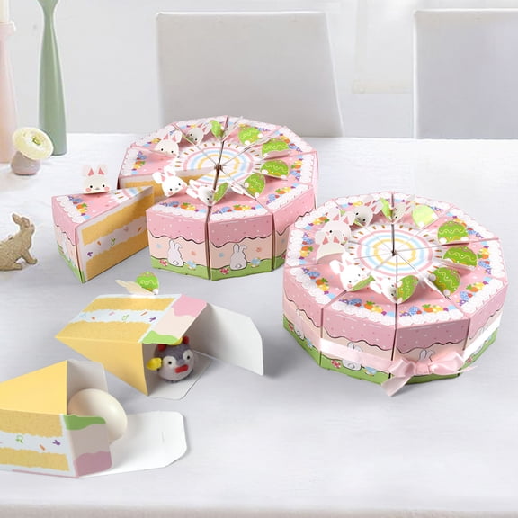 Gqtwoy 10Pcs Triangles Cake Shaped Easter Candy Box, Gift Box for Snacks and Party Favors, Perfect for Easter celebrations, Sturdy Paper Material, Decorative Candy Packaging