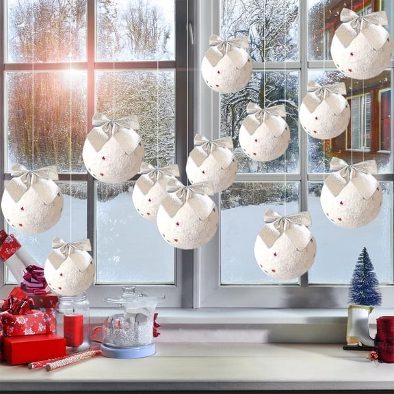 Gqtwoy 12Pcs Christmas Ball Decoration Pendant Snowball Ornament for Tree Holiday Decor, Festive Hanging Accessories, Versatile Christmas Decorations, Shimmering Backdrop Enhancer