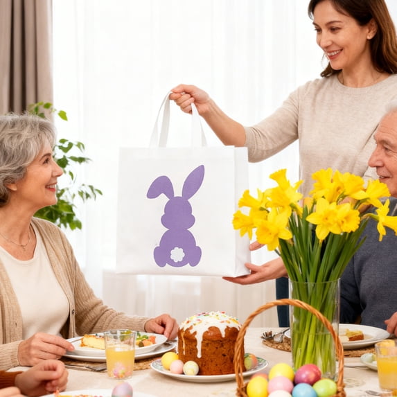 Gqtwoy 12Pcs Easter Gift Bags, Non-woven Fabric Tote Bags, Party Favors, Holiday Packaging, Perfect for Celebrations and Gift Exchanges, Durable and Spacious Design