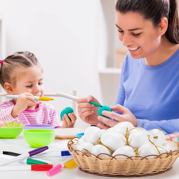 Gqtwoy 12Pcs Painted Graffiti Eggs Easter Eggshells, DIY Craft Kit, Party Decorations, Unfinished Plastic Eggs, Holiday Gifts, Spring Theme Decor