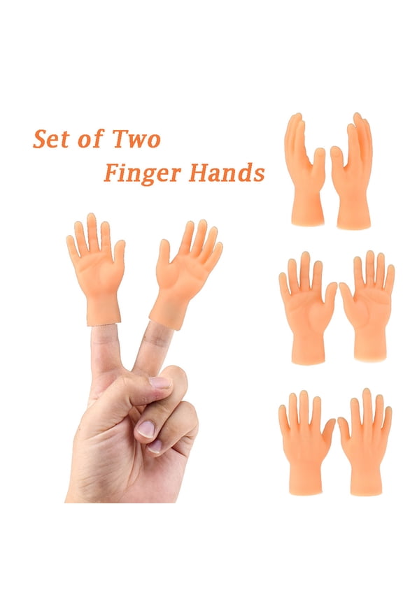 2 Pack Tiny Finger Hands,Flat Hand Style Mini Hand Puppet,Little Tiny Hand for Puppet Show,Party Favors,Games,Gag Performance,1 Left & 1 Right