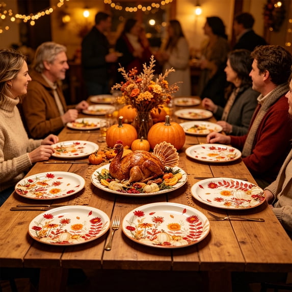 Gqtwoy 20Pcs Thanksgiving Paper Plates, Disposable Tableware, Festive Pumpkin and Maple Leaves Patterns, Perfect for Fall Harvest Party Celebrations, Eco-Friendly and Convenient for Gatherings