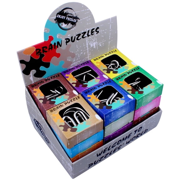 Gqtwoy 24-Piece Metal Brain Puzzle Set, Disentanglement Puzzles, Steel Puzzles, Brain Teasers for Adults, Improve Problem-Solving Skills, Mind Challenging Games