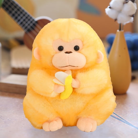 Gqtwoy 30CM Simulated Golden Monkey Toy, Funny Prank Banana Eater, Cute Stuffed Animal for Home Decor, Soft Cuddly Companion, Realistic Faux Pet