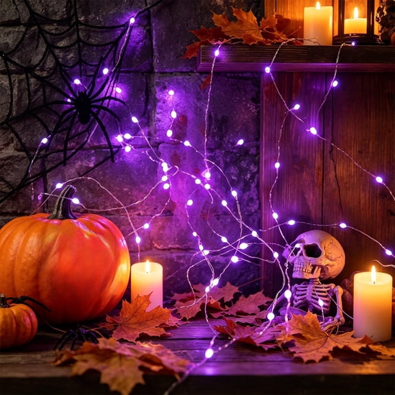 Gqtwoy 33FT USB Interface 100-Lamp String Lights, Purple Decorative Fairy Lights, Cozy Indoor Lighting for Home Decor, Halloween Party Lights, Soft LED Copper Wire String Lights