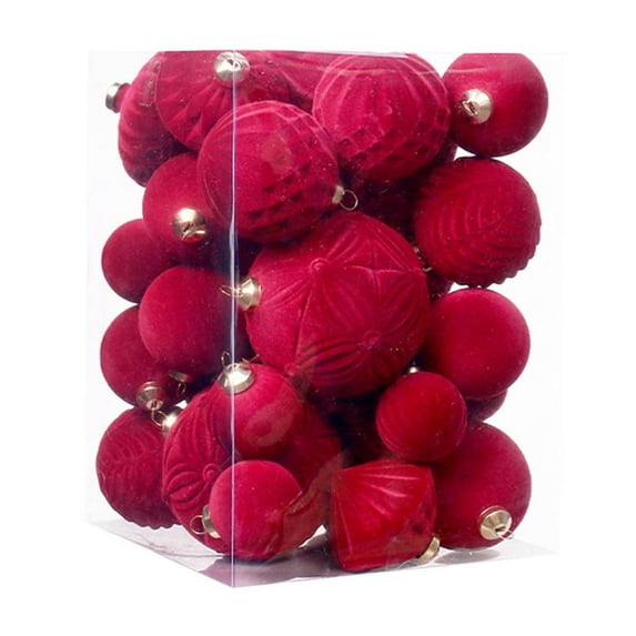 Gqtwoy 35Pcs Christmas Ornaments Velvet, Shatterproof Assorted Hanging Decorations, Christmas Tree Decor, Perfect for Parties and Home Decor, Unique and Stylish Holiday Accessories
