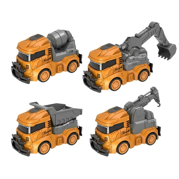 Gqtwoy 4pcs Engineering Vehicle Toy Set, Excavator Bulldozer Model, Construction Truck Gifts, Mini Toy Cars for Parties, Realistic Play Vehicles, Fun Role Play Ornaments