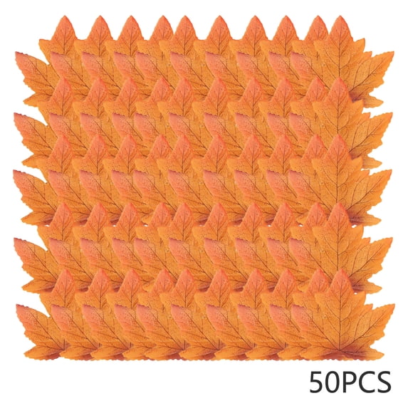 Gqtwoy 50Pcs Fall Artificial Maple Leaves, Faux Maple Leaves for Thanksgiving, Halloween Decorations, Autumn Wedding Party Decor, Fall Themed Craft Supplies, Realistic Fake Leaves for Home Decor