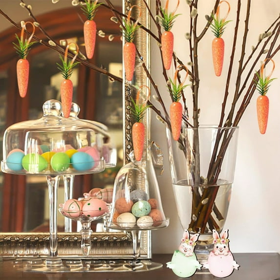 Gqtwoy 6Pcs Easter Carrot Hanging Decoration Set, Multicolor Simulation Pendant Toys, Holiday Decor for Home, Unique Spring Festival Ornament, Vibrant Seasonal Accessories