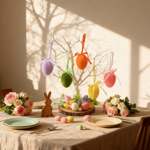 Gqtwoy 6Pcs Easter Eggs Decor, Foam Eggs for Spring Decorations, Colorful Easter Accents, Realistic Plastic Eggs for Festive Celebrations, Perfect for Easter Crafts and Displays