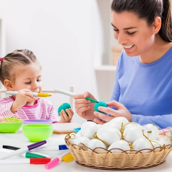 Gqtwoy 6Pcs Painted Graffiti Eggs Imitation Eggs Model Easter Eggs Unfinished Toys DIY Kit, Decorated Spring Eggs, Festive Hanging Decorations, Creative Art Supplies, Crafting Pendant Set