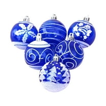 Gqtwoy 6cm Transparent Painted Christmas Ball Set of 6, Exquisite Christmas Tree Decoration, Colorful Designs, Durable Plastic Material, Perfect for Holiday Decor