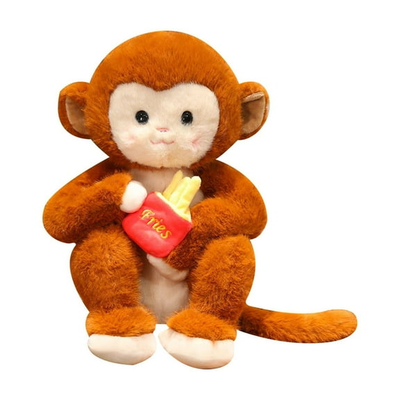 Gqtwoy 9.8" Plush Monkey Doll with French Fries, Soft Cotton Handheld Toy for Kids, Cute Sleep Pillow, Ideal Birthday & Holiday Gift for Boys and Girls, Adorable Snuggle Companion