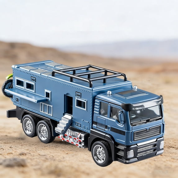 Gqtwoy Alloy RV Simulation Toy, Off-road Vehicle Model, Interactive Play Features, Durable Construction, Travel Truck with Mini Motorcycle, Adventure Exploration