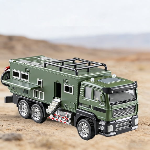 Gqtwoy Alloy RV Simulation Toy, Off-road Vehicle Model, Interactive Play Features, Durable Construction, Travel Truck with Mini Motorcycle, Adventure Exploration
