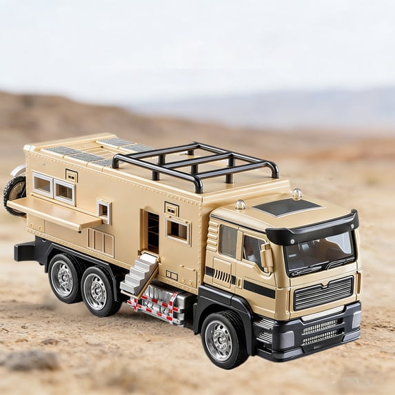 Gqtwoy Alloy RV Simulation Toy, Off-road Vehicle Model, Interactive Play Features, Durable Construction, Travel Truck with Mini Motorcycle, Adventure Exploration