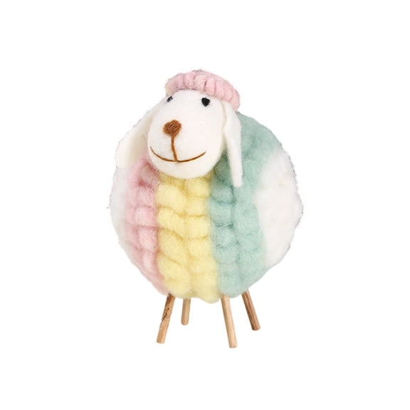 Gqtwoy Boho Wool Sheep Ornament, Handmade Easter Lamb Decor, Spring Tabletop Accents, Rural Easter Decoration, Unique Gift for Home, Charming Spring Decor