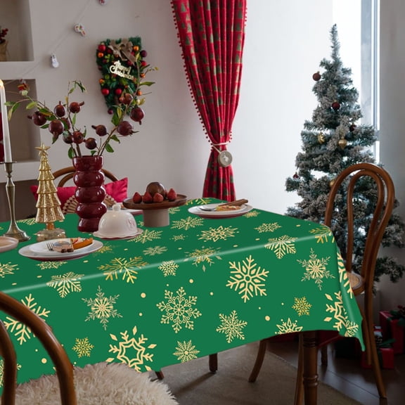 Gqtwoy Christmas Snowflake Plastic Party Tablecloth, Holiday Decorations, Waterproof Table Cover, Large Size for Winter Celebrations, Table Decor for Christmas Parties, Festive Tablecloths