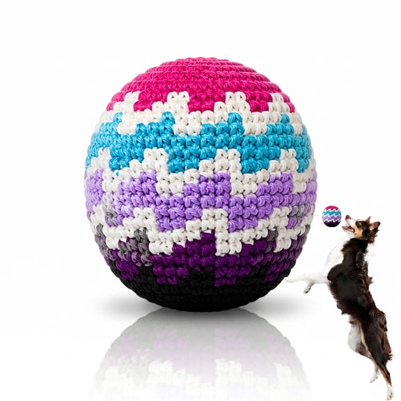 Gqtwoy Colorful Crocheted Dog Ball Toy, Silent Indoor Chew Toy, Interactive Soft Toy for Small and Medium Dogs, Teeth Cleaning and Anxiety Relief, Non-Squeaky Pet Toy, Durable and Safe Chew Ball