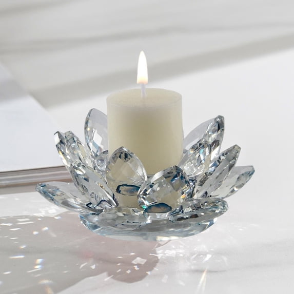 Gqtwoy Crystal Flower Tealight Candle Holders, Glass Tea Light Candlestick, Elegant Centerpiece for Home Decor, Perfect for Wedding and Party Decorations, Unique Gift for Festivals